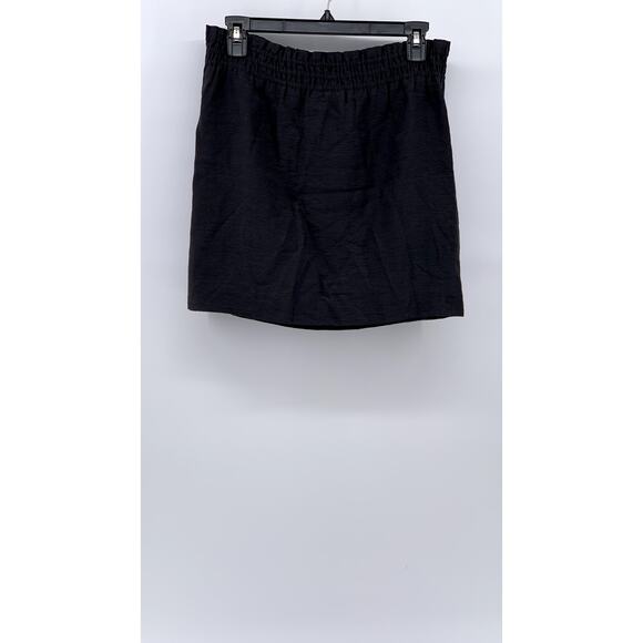 J.CREW Women's Black Solid Smocked Waist Pull-On Casual A-Line Mini Skirt SZ 00 - Picture 2 of 10